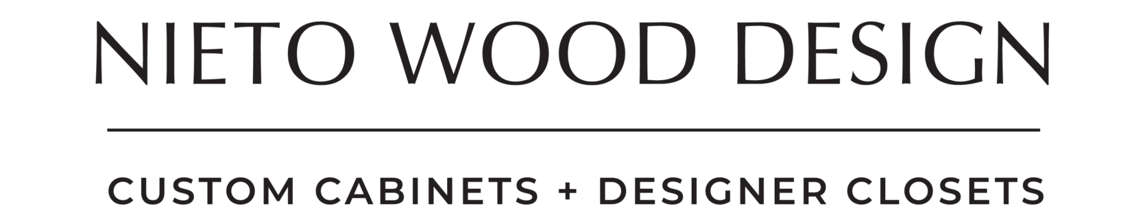 Logo of nieto wood design, specializing in custom cabinets and designer closets.