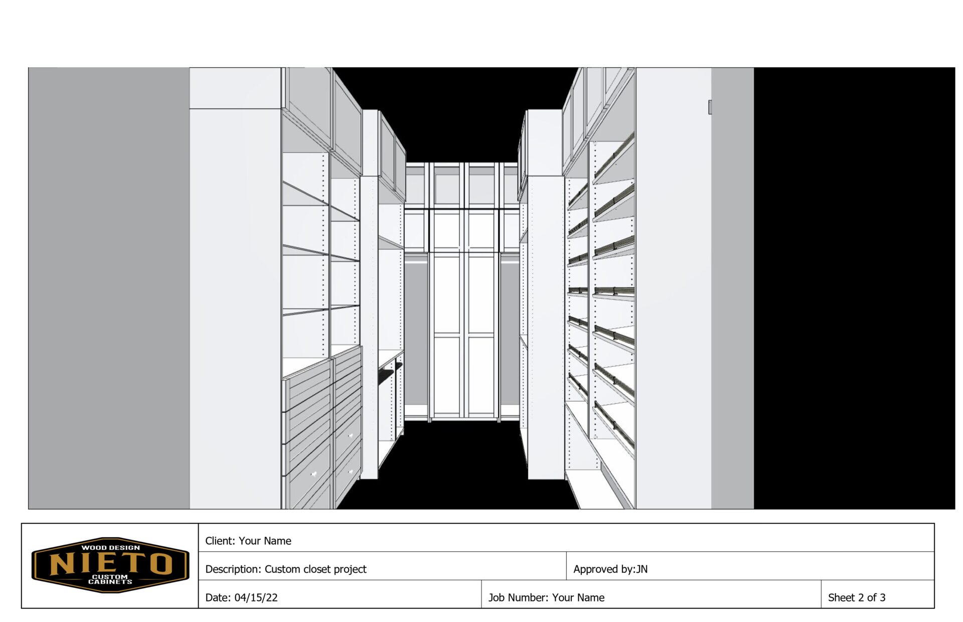 Individual dimensions of the Custom Closet provided