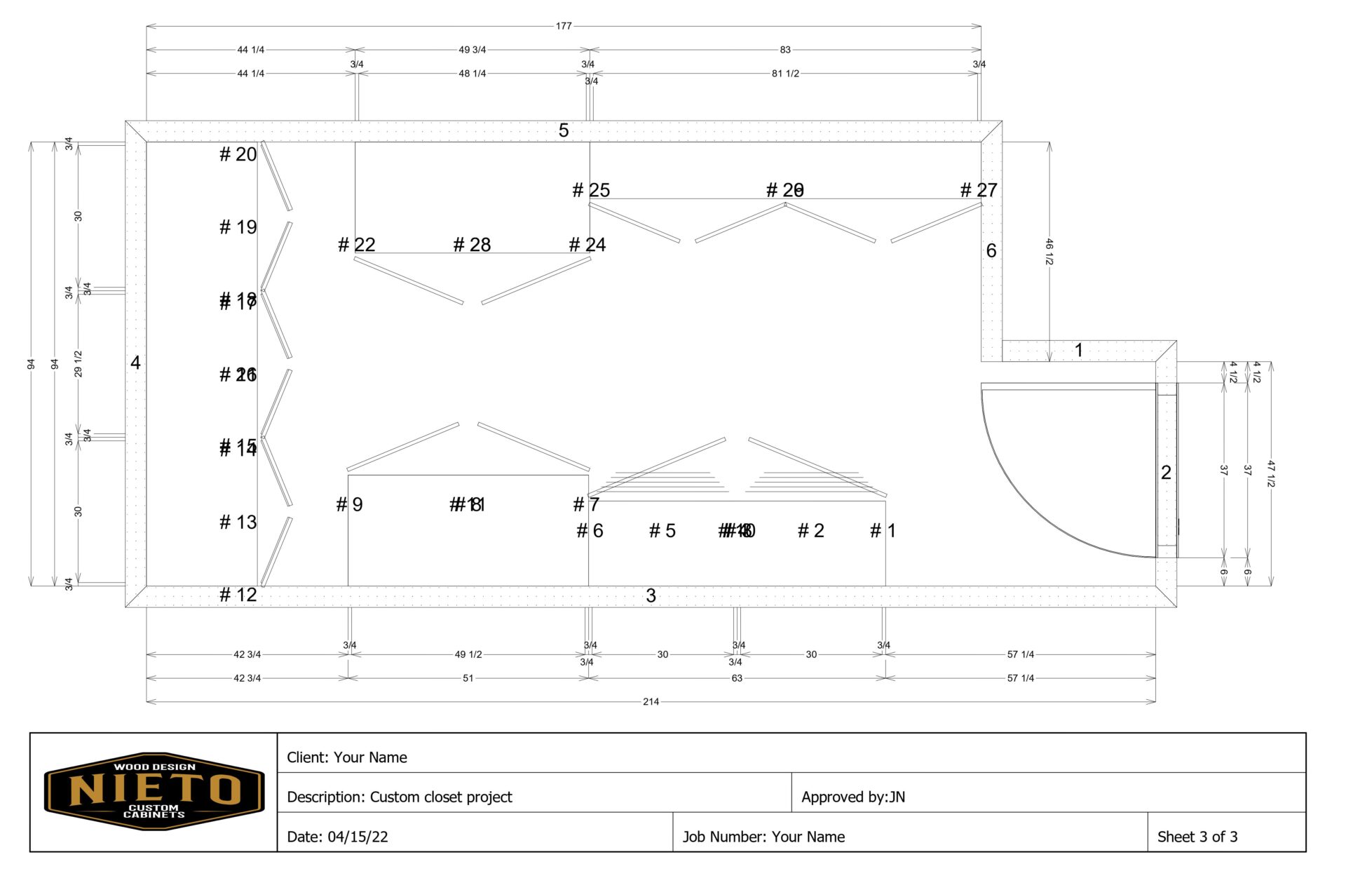 Custom Kitchen Remodel Drawing from Nieto Custom Cabinets