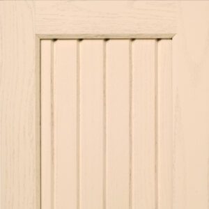 Close-up of a S106 SPRINGFIELD wooden cabinet door with vertical slats and horizontal detail.