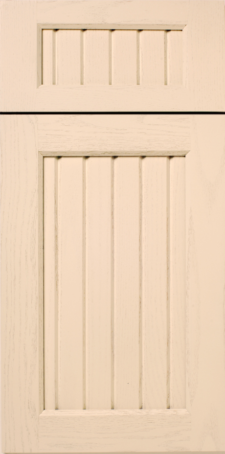 Close-up of a S106 SPRINGFIELD wooden cabinet door with vertical slats and horizontal detail.