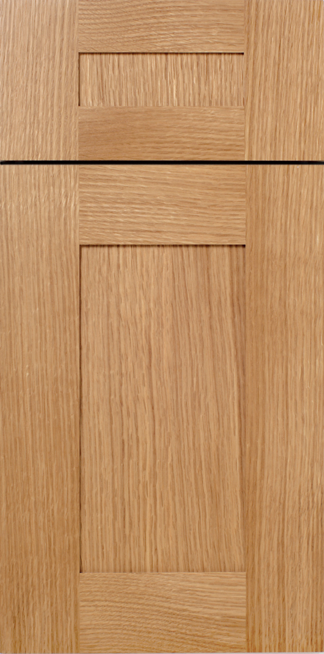 A close-up view of a S116 GOLD COAST cabinet door with visible grain and handle cut-outs.