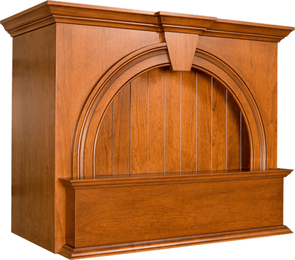 A-Series - Standard fireplace mantel with an arched design.