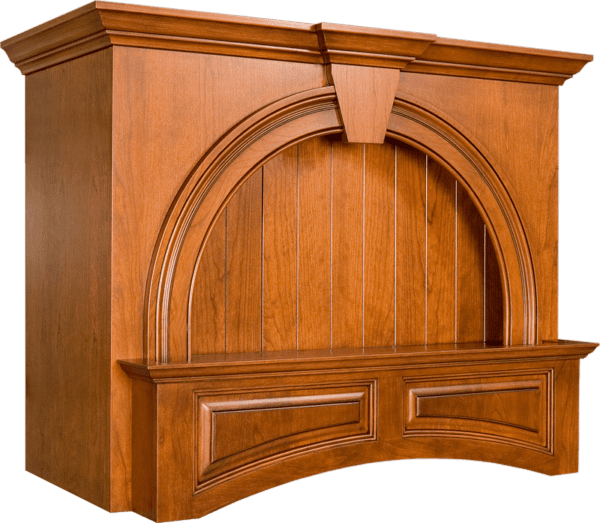 ARA RAISED PANEL ARCHED MANTEL STYLE RANGE HOOD