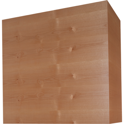 A wooden cube with visible grain patterns.