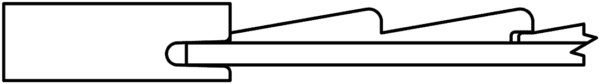 Outline of a side view of a S107 CANAL with a flat front connected to a dock.