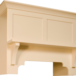 Beige S-Series - Standard wooden fireplace mantel isolated on a transparent background.