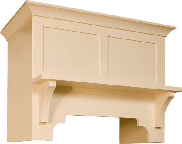 Beige S-Series - Standard wooden fireplace mantel isolated on a transparent background.