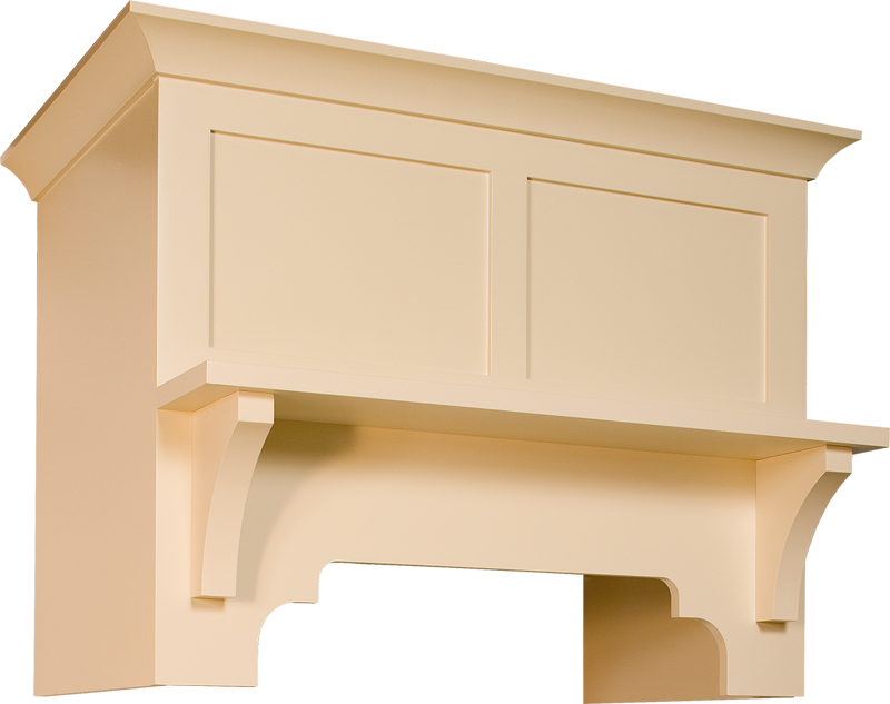 Beige S-Series - Standard wooden fireplace mantel isolated on a transparent background.