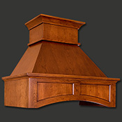 Wooden kitchen range hood.