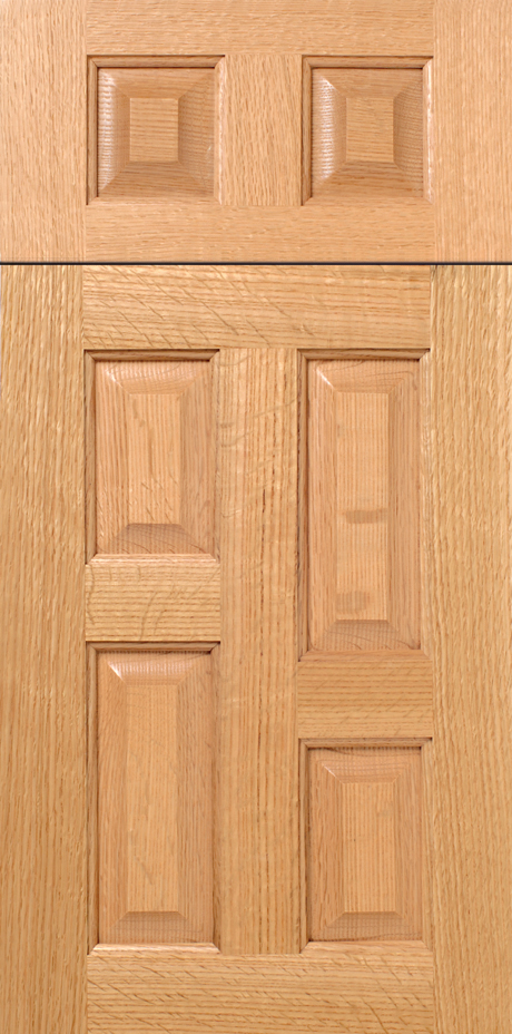 Close-up of a S241 OXFORD wooden cabinet door featuring a panel design.