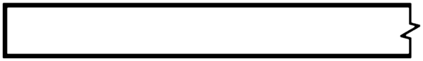 Black-lined graphic of a simplified ticket shape with a notched right edge.