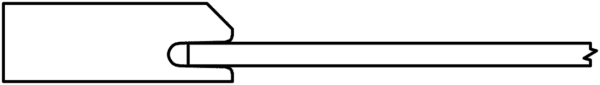 A black and white line drawing of a S912 EARNEST with a rectangular bow and a long, narrow shaft ending in a simple bit.