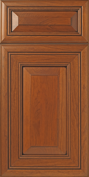 A closed S586 MARIN wooden panel door with decorative framing.