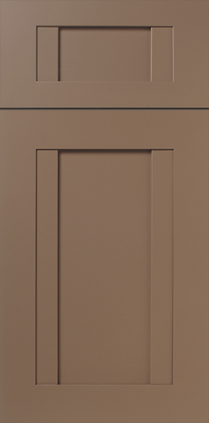 A close-up of a brown S856 POE panel door with a square indentation at the top.