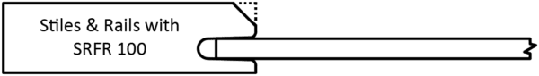 Diagram of a rail and stile joint labeled "stiles & rails with srer 100".