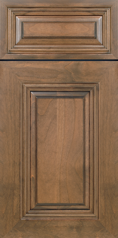 Two sections of S239 AVON cabinet doors with recessed panels and decorative molding.