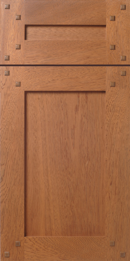 Close-up of a S591 ALLENTOWN cabinet door with metal hinges.