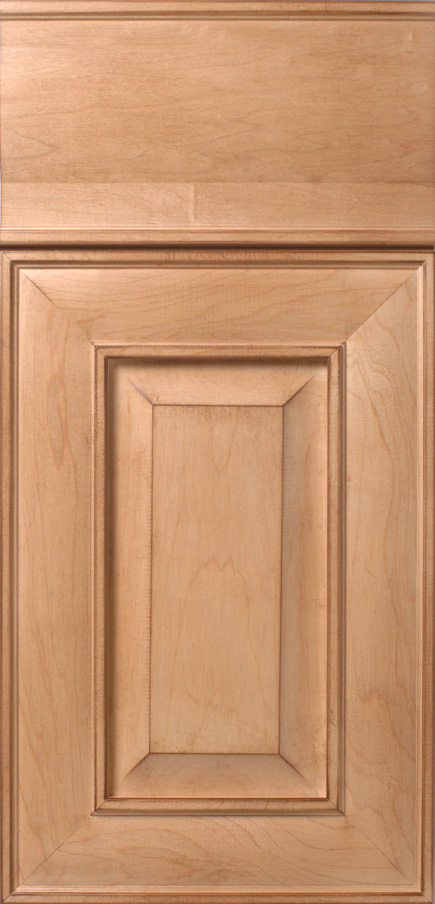 Close-up of a S579 AUGUSTA wooden cabinet door with a raised panel design.