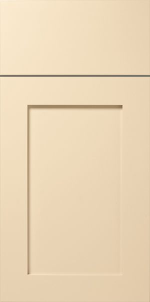 Close-up of a S568 UNITY kitchen cabinet door with a simple shaker style recessed panel design.