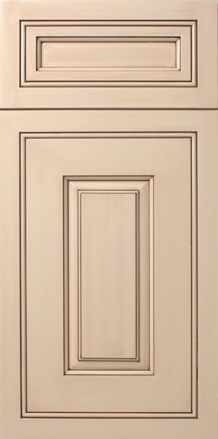 A close-up of a S592 BARRINGTON wooden panel door with two recessed panels.