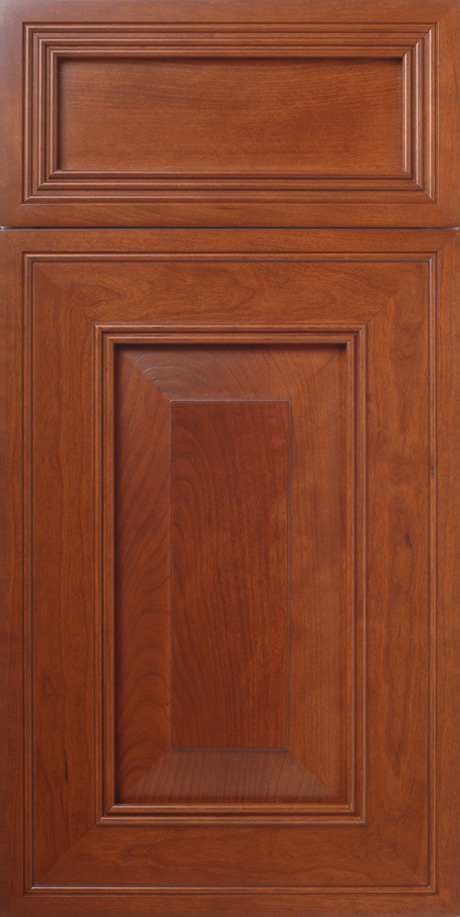 Close-up of a S628 CHILMARK wooden door panel with a raised rectangular inset design.