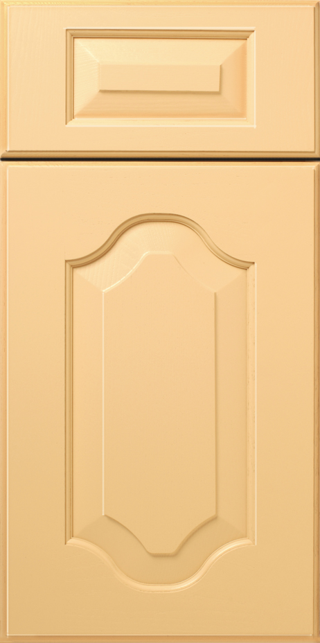 Beige S353 COLLINS cabinet door with decorative trim and a top drawer.