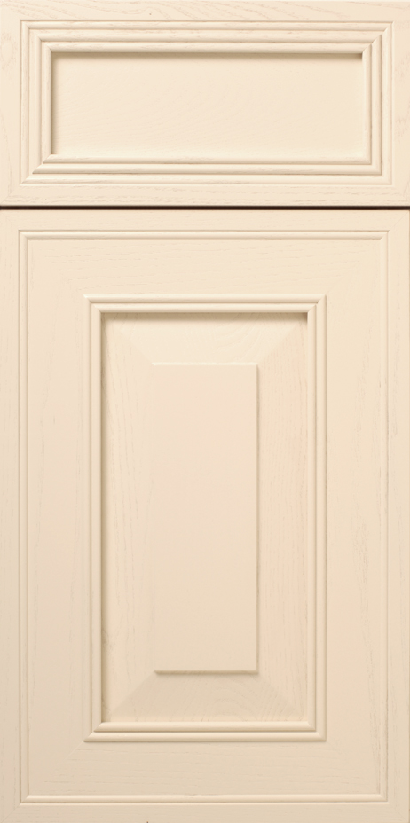 Close-up of a S364 CHILMARK kitchen cabinet door with a traditional raised panel design.