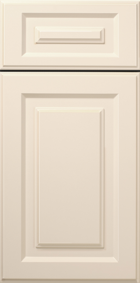 A close-up view of a S412 OVERLAND cabinet door with a raised rectangular panel design.