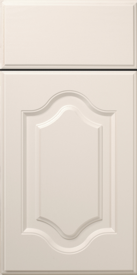 Close-up view of a S413 CHANDLER cabinet door with a decorative central panel and simple framing.