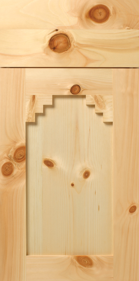 Sentence with product name: S472 CORTEZ panel with a distinctive knot pattern and a dovetail joint detail.