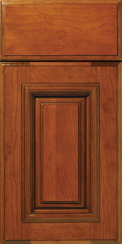 Close-up of a S518 BELVEDERE wooden cabinet door with a raised panel design.