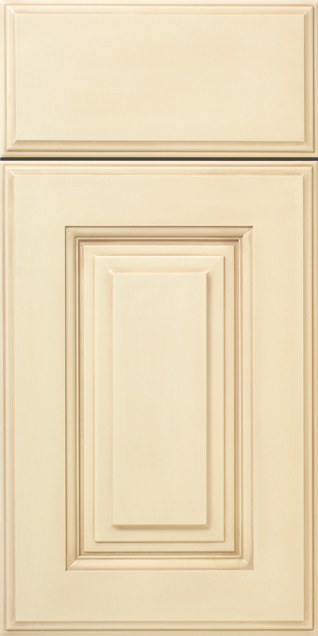 A close-up of a S524 HARPER cabinet door with a raised-panel design.