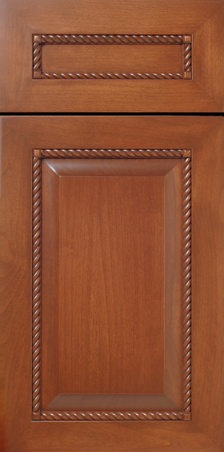 Detail of a S141 MARIETTA cabinet door with decorative rope molding.