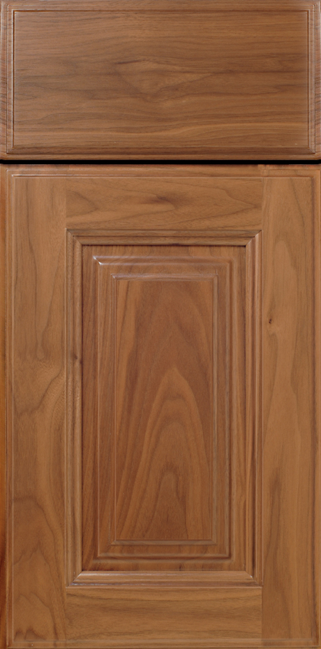 Close-up view of a S147 MORGAN wooden cabinet door with a recessed panel design.