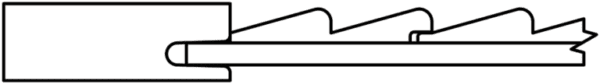 A simple line drawing of a side profile of a S363 LAKESHORE with the lead extended and a broken piece off to the side.