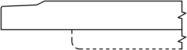 Simplified line drawing of the outline of a region or object, with irregular borders on the right and a straight edge on the left using S468 MADRID.