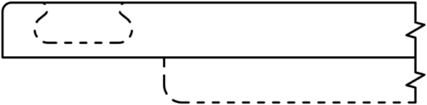 Line drawing of a S477 MODENA ticket with perforations and dashed lines indicating the tear-off section.