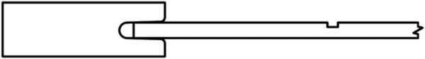 A simple black-and-white line drawing of a S960 QUINN key.