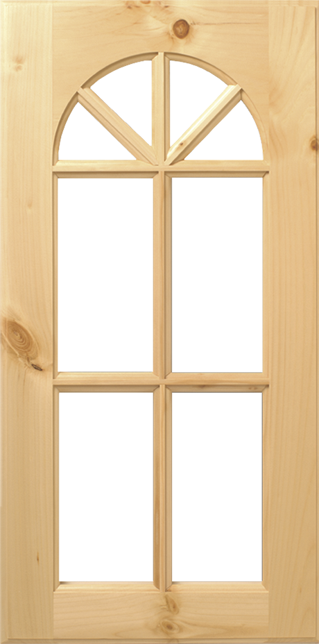 A wooden door with S385 LP101 – 8 LITES glass panes and a geometric design.