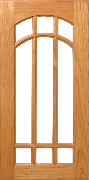 A S390 LP106 – 9 LITES – 2 X 2 CORNERS door with a tall, arched glass panel.