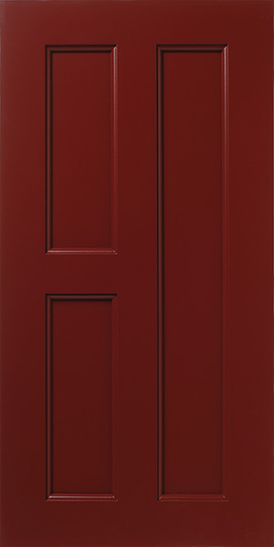 A tall red S420 SAYBROOK door with two vertical panels.