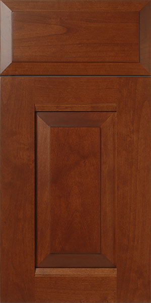 Close-up of a S421 FACET wooden cabinet door with a recessed panel design.