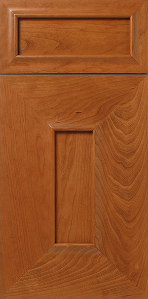 Close-up of a S441 KINSALE cabinet door showcasing wood grain pattern and panel design.