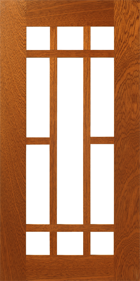 Wooden door with S730 LP118 – 11 LITES – 2 X 2 CORNERS panels.