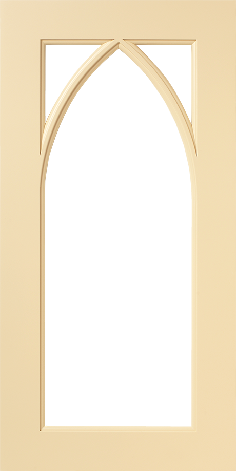 Illustration of a S737 LP125 – 3 LITES white banner in a vintage, arched window frame against a beige background.