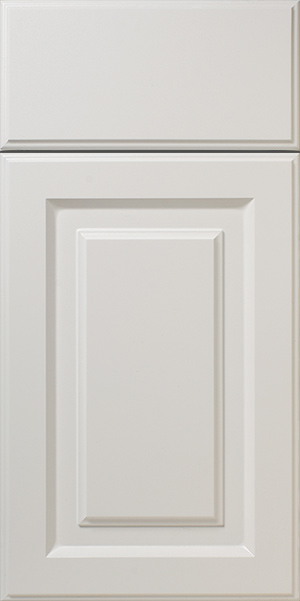 Close-up of a white S761 OVERLAND panel door with rectangular design elements.