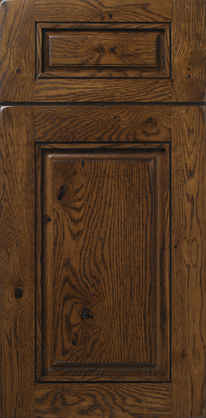 S769 ORCHARD cabinet door with a prominent grain pattern and two inset panels.