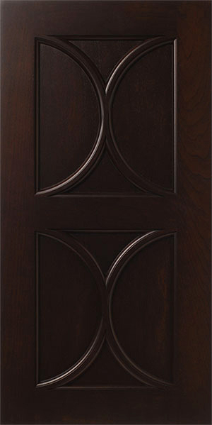 A dark wooden door with two symmetrical, curved panel designs - S784 CHELSEA.