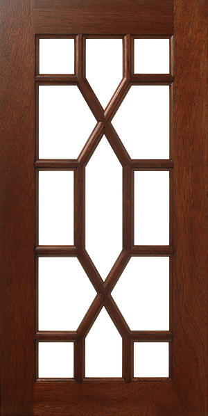 A detailed S788 LP140 - 13 LITES wooden door panel with geometric lattice design.